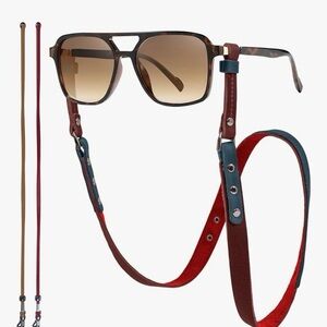 Leather Glasses Strap- 7O cm Duotone Leather Eyeglasses Strap Holder Around Neck